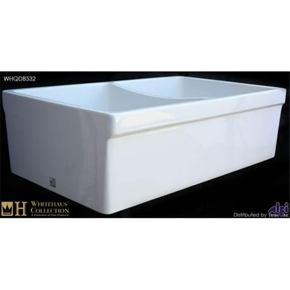 Whitehaus Collection Alfi Trade Quatro Alcove Reversible Double Bowl Fireclay Sink - White