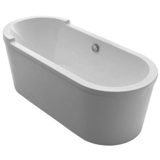 White 71" Oval Freestanding Acrylic Bathtub with Armrest
