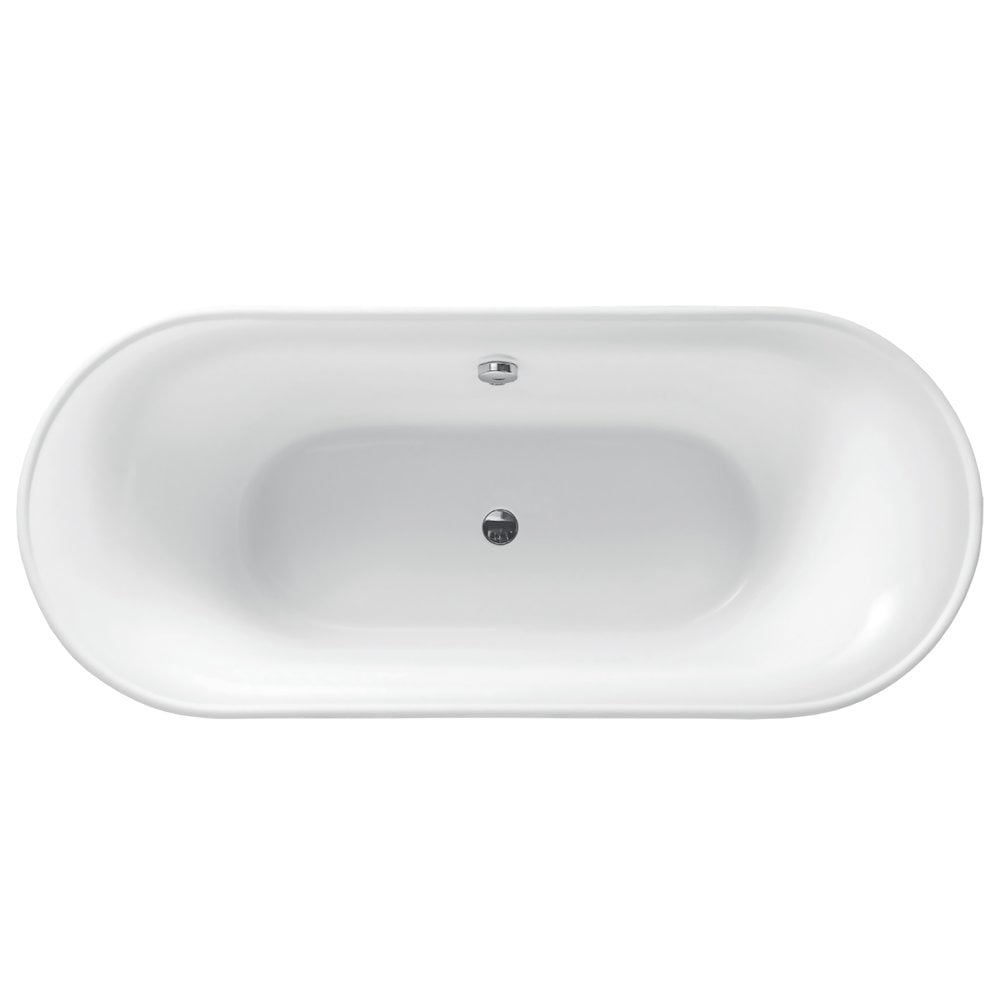Whitehaus 70" Oval Freestanding Lucite Acrylic Bathtub with Chrome Drain