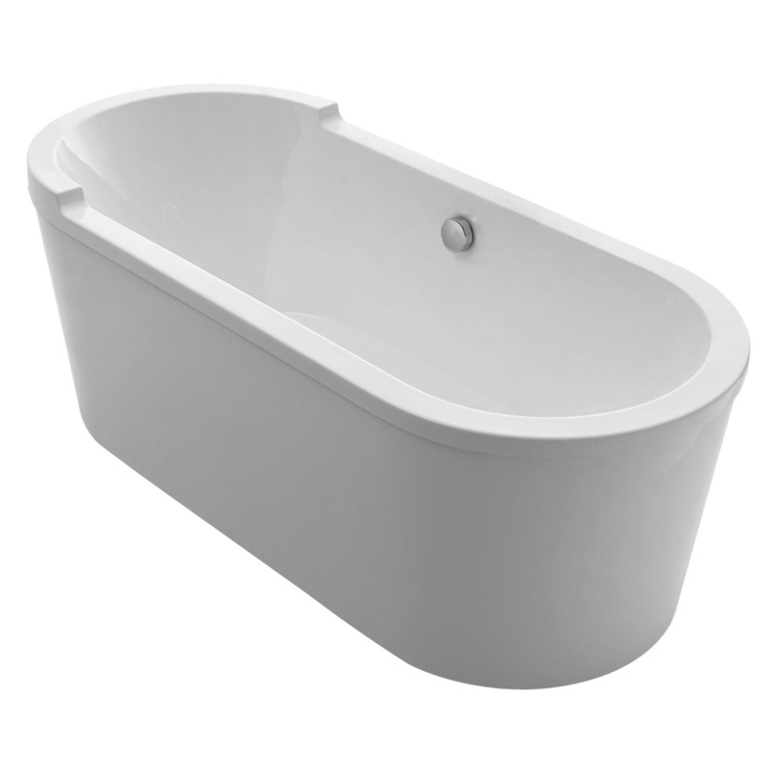 White 71" Oval Freestanding Acrylic Bathtub with Armrest