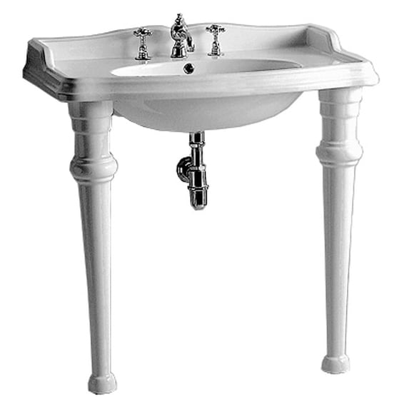 Whitehaus Isabella Bathroom Sink With White Finish AR864-GB001-3H