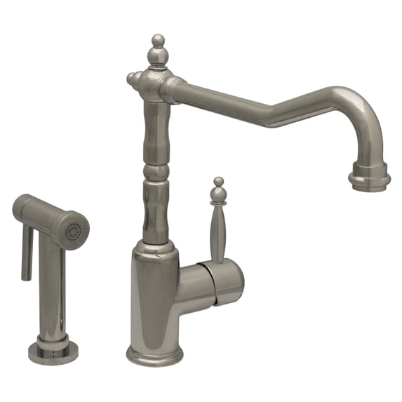 Jem Collection Single Lever Handle Faucet with Traditional Swivel Spout and Solid Brass Side Spray - Polished Chrome