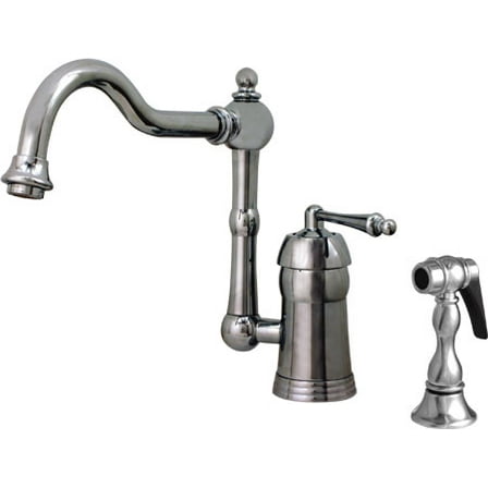 Whitehaus Legacyhaus Single Lever Handle Faucet with Traditional Swivel Spout and Solid Brass Side Spray