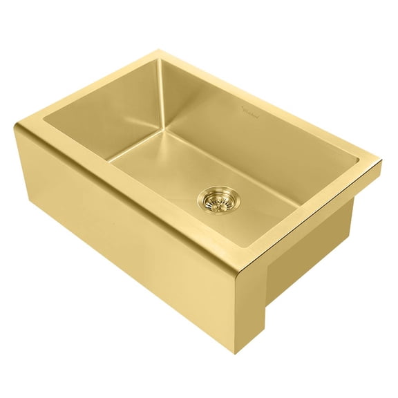 Whitehaus Collection  Noah Plus Front Apron Sink Yellow Brushed