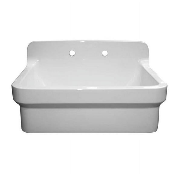 Old Fashioned Country Fireclay Utility Sink with High Backsplash