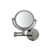 Whitehaus Collection Round Wall Mount Dual Led 7X Magnified Mirror Nickel Finish