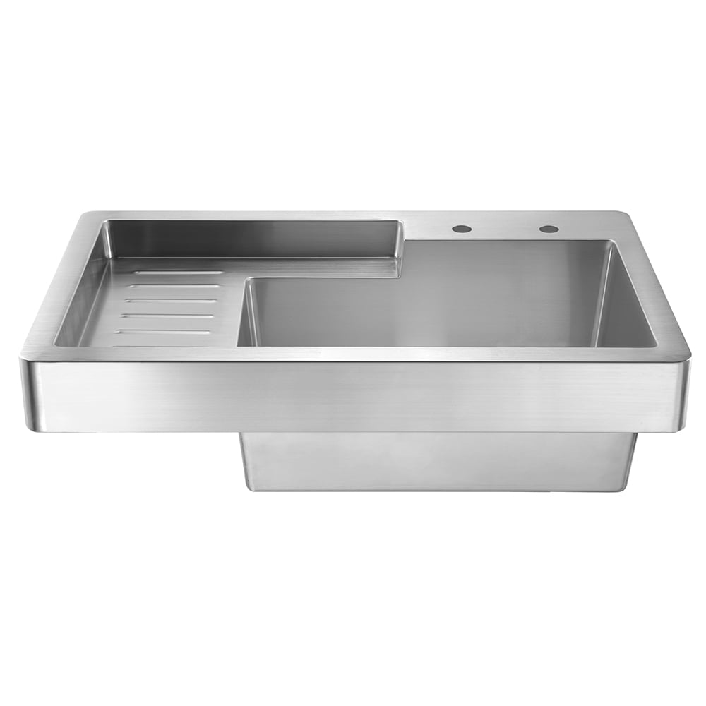 Brushed Stainless Steel Drop-In Farmhouse Sink with Drainboard