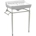 thumbnail image 1 of Victoriahaus console with integrated rectangular bowl with widespread hole drill, Brushed Nickel leg support, interchangable towel bar, backsplash and overflow, 1 of 5