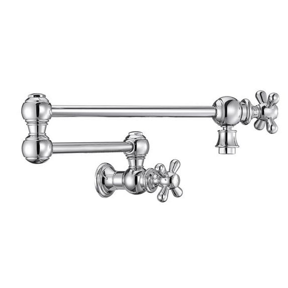 Whitehaus Collection WHKPFCR3-9550-NT-C Vintage III Wall Mount Pot Filler with Cross Handles & a Swivel Aerator - Polished Chrome