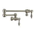 thumbnail image 1 of Whitehaus Collection WHKPFLV3-9550-NT-BN Vintage III Wall Mount Pot Filler with Lever Handles & a Swivel Aerator - Brushed Nickel, 1 of 4