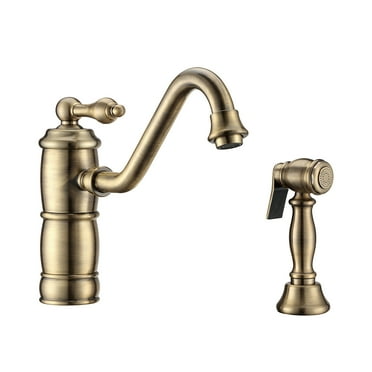 Whitehaus Collection WHKTSL3-2200-NT-AB Vintage III Plus Single-Lever Faucet with a Traditional Swivel Spout - Antique Brass