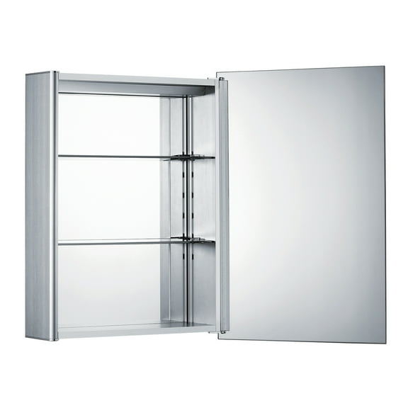 Whitehaus Collection WHLED-1-ALUM 19.625 in. Mirrored Medicine Cabinet in Aluminum