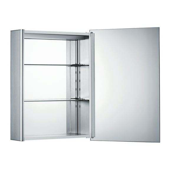 Whitehaus Collection WHLED-1-ALUM 19.625 in. Mirrored Medicine Cabinet in Aluminum