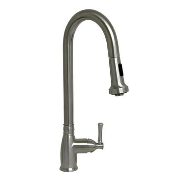 Whitehaus Collection WHS6800-PDK-PSS Waterhaus  Solid Stainless Steel Single-Hole Faucet with Gooseneck Swivel Spout - Polished Stainless Steel