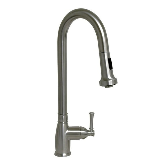Whitehaus Collection WHS6800-PDK-PSS Waterhaus Solid Stainless Steel Single-Hole Faucet with Gooseneck Swivel Spout - Polished Stainless Steel
