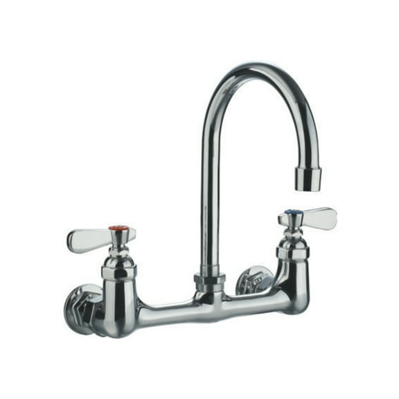 Whitehaus Heavy Duty Wall Mount Utility Faucet with a Gooseneck Swivel Spout and Lever Handles