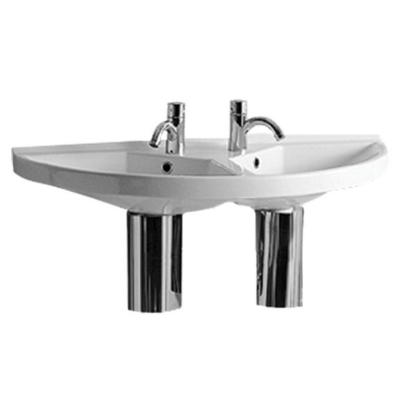 Whitehaus Isabella Collection Large U-Shaped Wall Mount Double Basin