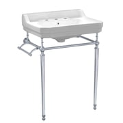 Whitehaus Bathroom Sink Console In White And Polished Chrome WHV024-L33-3H-C