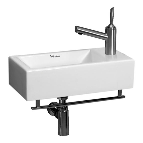 Whitehaus WH1-114RTB White Right Hole Ceramic Bath Wall Mount Basin Sink