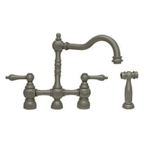 Englishhaus Bridge Faucet with Long Traditional Swivel Spout, Solid Lever Handles and Solid Brass Side Spray
