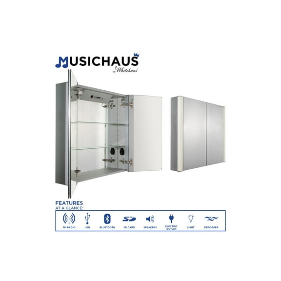 Musichaus Double Mirrored Door Medicine Cabinet wi
