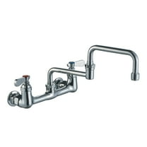 Heavy Duty Wall Mount Utility Faucet with Double Jointed Retractable Swing Spout and Lever Handles - Polished Chrome
