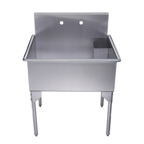 Pearlhaus Brushed Stainless Steel Single Bowl Commerical Freestanding Utility Sink