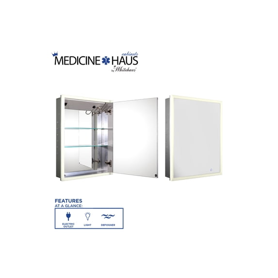 Medicinehaus Recessed Single Mirrored Door Medicine Cabinet Aluminum
