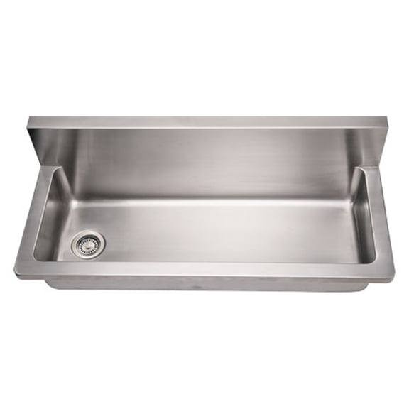 Noah's Collection Wall Mount Brushed Stainless Steel 44 in. 0-Hole Single Bowl Kitchen Sink