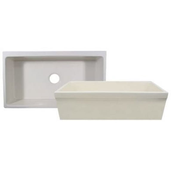 Whitehaus WHQ530-BISCUIT Single Bowl Fireclay 30'' Farmhouse Kitchen Sink