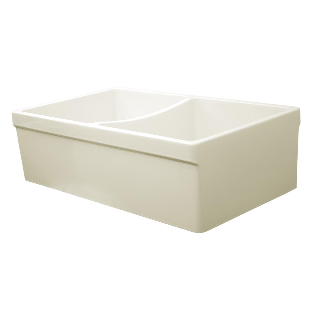 Biscuit Fireclay Double Bowl Farmhouse Drop-in Sink