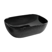 Isabella Plus Collection Rectangular Above Mount Basin with an Embossed Exterior, Smooth Interior, and Center Drain - Black