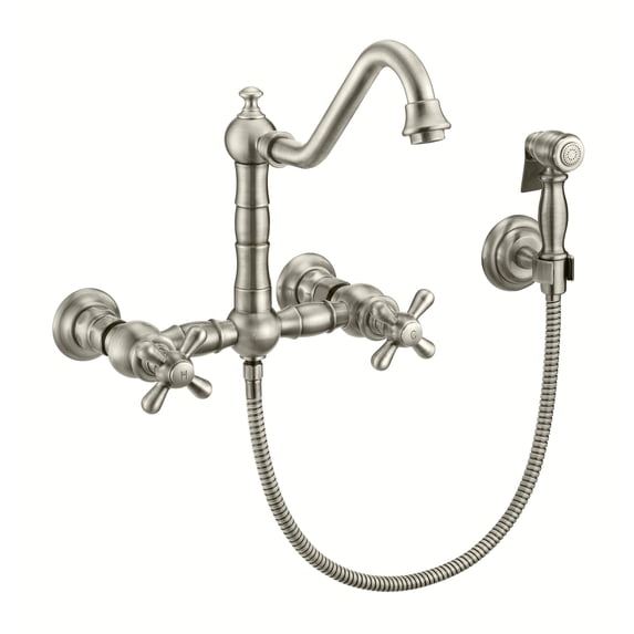 Whitehaus WHKWCR3-9402-NT-BN Vintage Iii Plus 1.5 GPM Wall Mounted Bridge Kitchen Faucet -