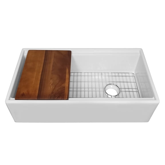 Whitehaus Whlw3619 Fireclay 36" Farmhouse Single Basin Fireclay Kitchen Sink - White