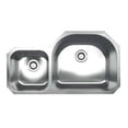 thumbnail image 1 of Whitehaus Noah's Collection Brushed Stainless Steel Double Bowl Undermount Sink, 1 of 2
