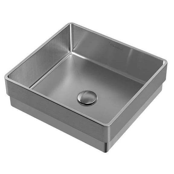 Whitehaus Collection WHNPL1577-GM Noah Plus 10 Gauge Frame & Squared Semi-Recessed Basin Set - Gunmetal
