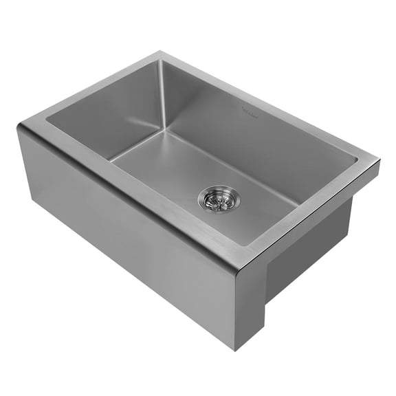 Whitehaus Collection WHNPL3020-GM Noah Plus Collection Single Bowl Undermount Sink Set with a Seamless Customized Front Apron - Gunmetal