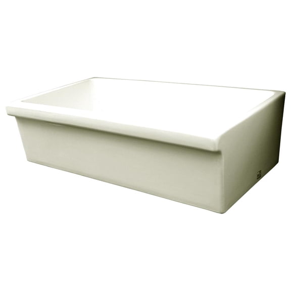Farmhaus Fireclay Quatro Alcove Large Reversible Sink with Decorative 2 " Lip on One Side and 2" Lip on the Opposite Side - Biscuit