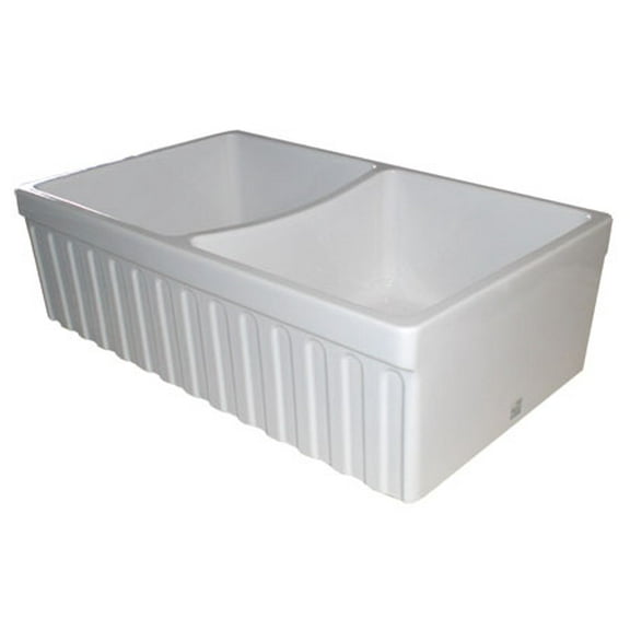 Whitehaus Whqdb332 Quatro Alcove 33" Farmhouse Double Basin Fireclay Kitchen Sink - White