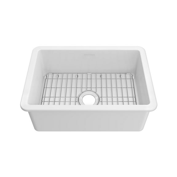 Whitehaus Whitehaus Collection Undermount/Drop-in Fireclay Kitchen Sinks, Stainless Steel Grid Included