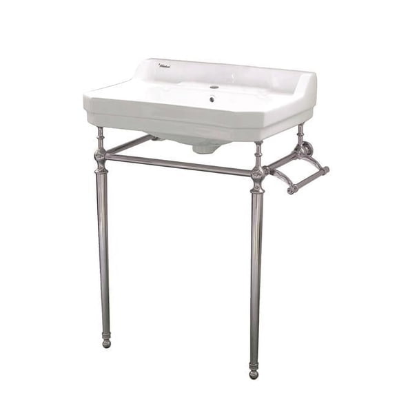 Whitehaus WHV024-L33-1H-BN Single Hole Console Sink With Brushed Nickel Leg
