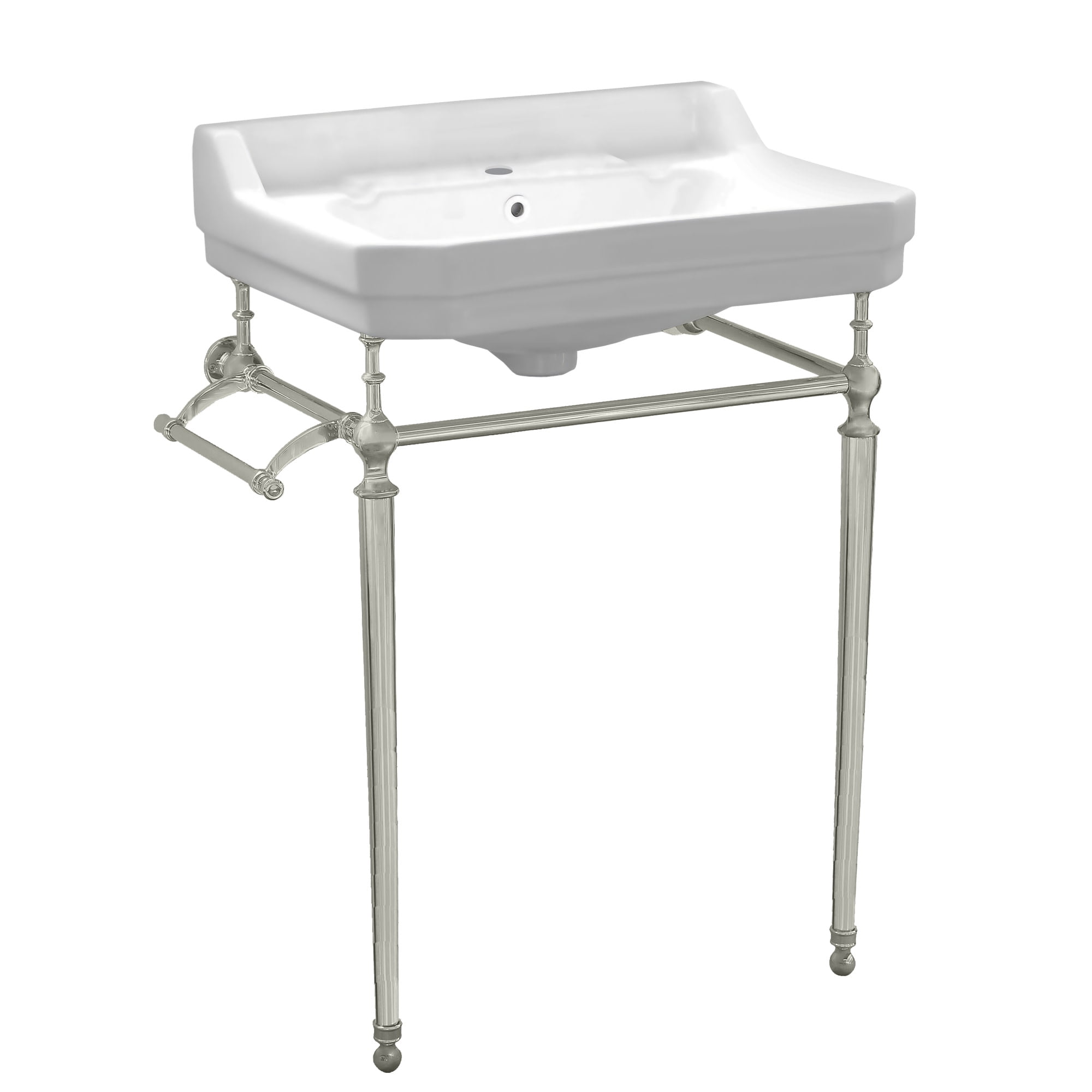 White Ceramic Wall-Mount Console with Brushed Nickel Legs