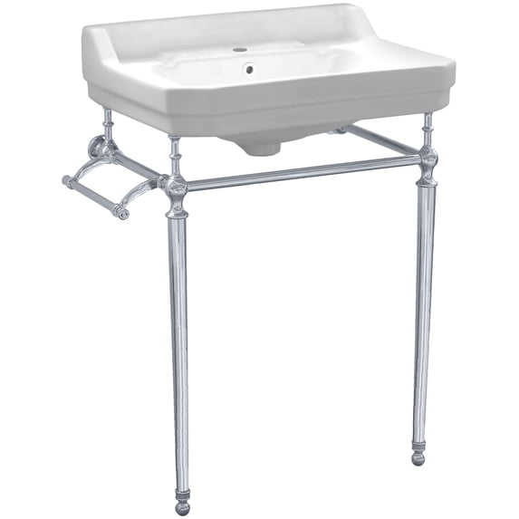 Whitehaus WHV024-L33-1H-C Victoriahaus 23-1/2" Rectangular Ceramic Lavatory Console Sink -
