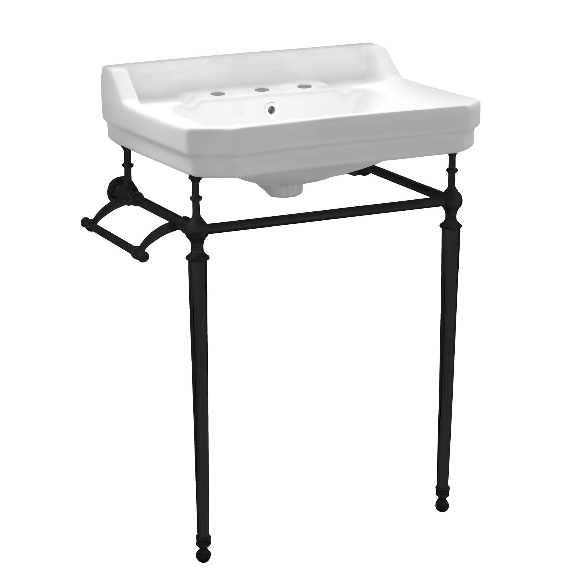 White Ceramic Wall-Mount Console with Matte Black Legs
