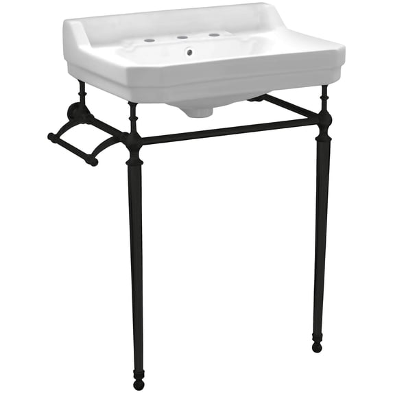 Whitehaus WHV024-L33-3H-MB Victoriahaus 23-1/2" Rectangular Ceramic Lavatory Console Sink