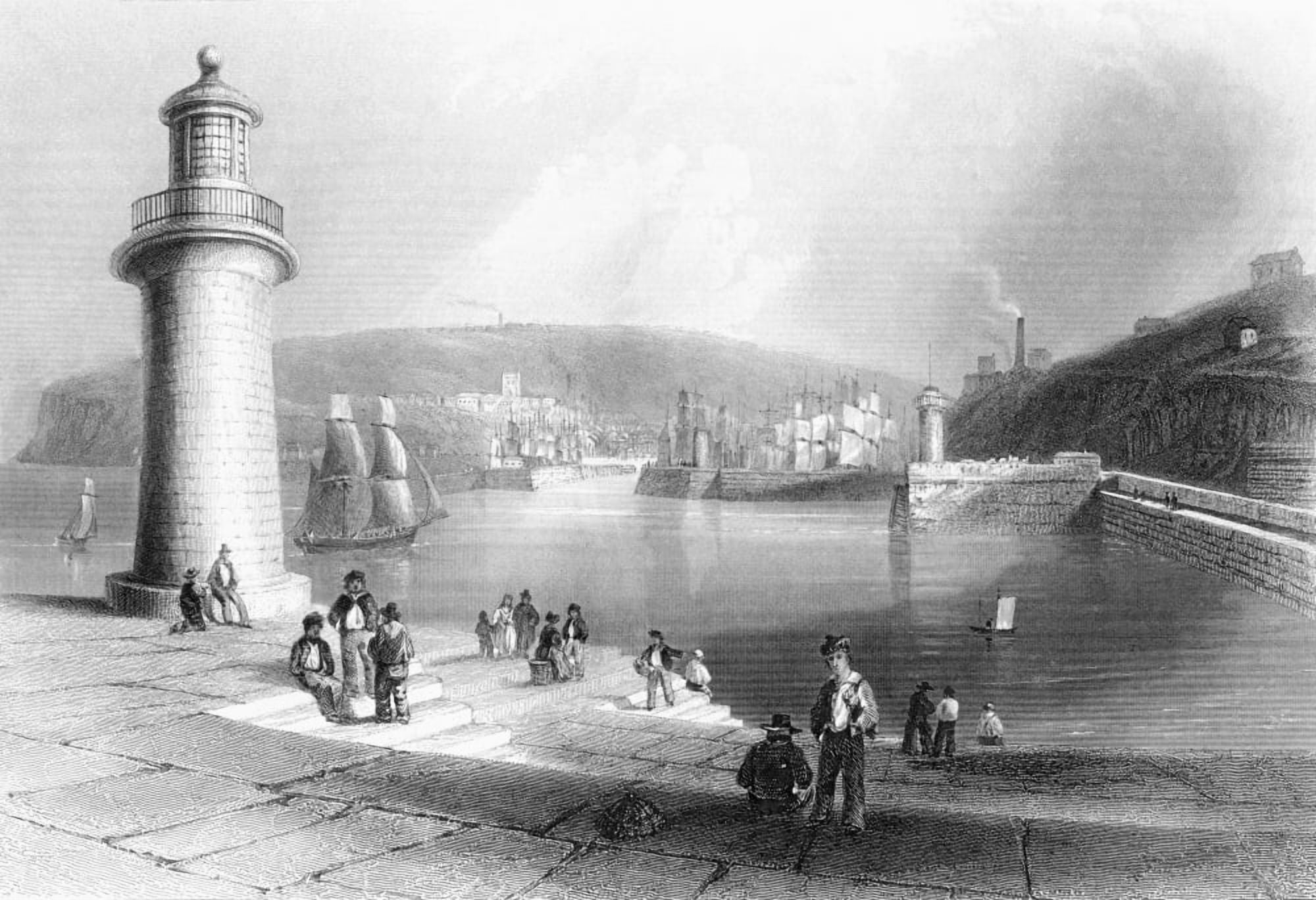 Whitehaven Harbour Cumbria England In The 19Th Century From Cyclopaedia Of Useful Arts And Manufactures By Charles Tomlinson Canvas Art - Ken Welsh Design Pics (17 x 12)