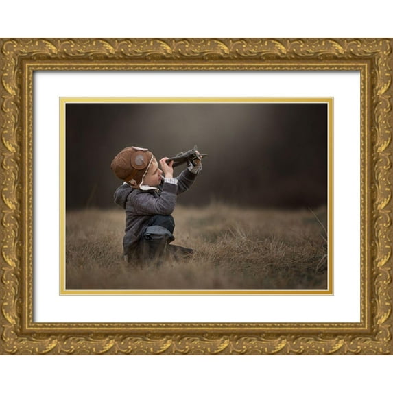 Whitehead, Annie 32x24 Gold Ornate Wood Framed with Double Matting Museum Art Print Titled - Future Aviator