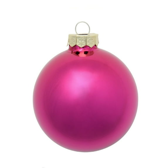 Whitehurst Shiny Finish Glass Christmas Ball Ornaments - 2.75" (70mm) - Raspberry Pink - 12ct