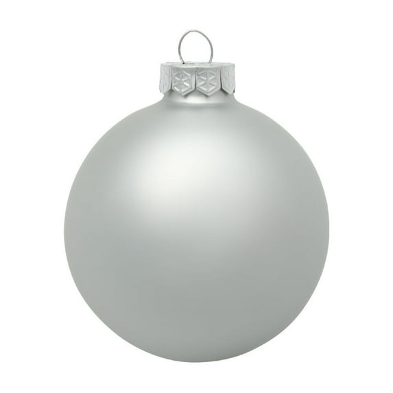 Whitehurst Matte Finish Glass Christmas Ball Ornaments - 2.75" (70mm) - Silver - 12ct
