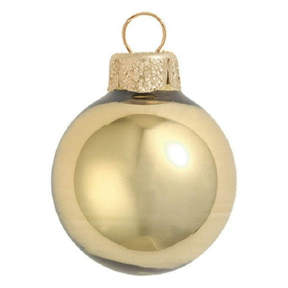Whitehurst Shiny Finish Glass Christmas Ball Ornaments - 2" (50mm) - Antique Gold - 28ct